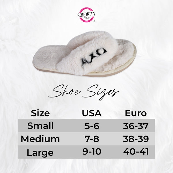 Alpha Chi Omega - Furry Slippers Women - With ACO Embroidery Logo –  SororityShop