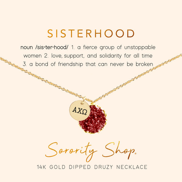 Alpha Chi Omega Sisterhood Druzy Necklace SororityShop