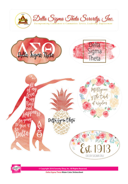 Delta Sigma Theta Water Color Stickers SororityShop