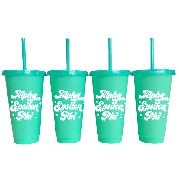 Tumblers with Lids (4 pack) 24oz Colored Changing Reusable Cups