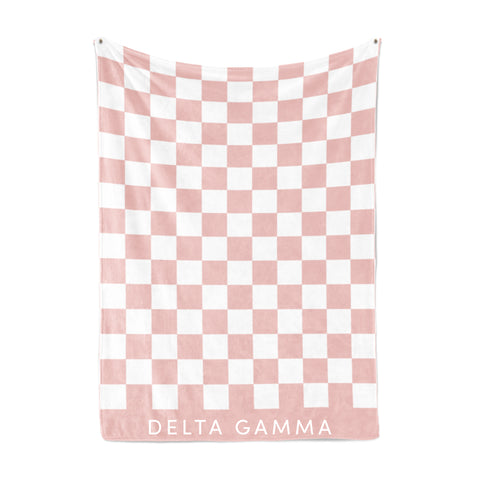 Sorority Checkered Sherpa Design Throw Blankets  50&quot; x 62&quot;