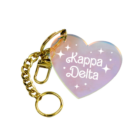 Sorority Keychains - Iridescent Heart Design