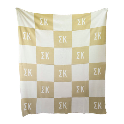 Sigma Kappa Blanket - Acrylic Knit Checkered Blanket