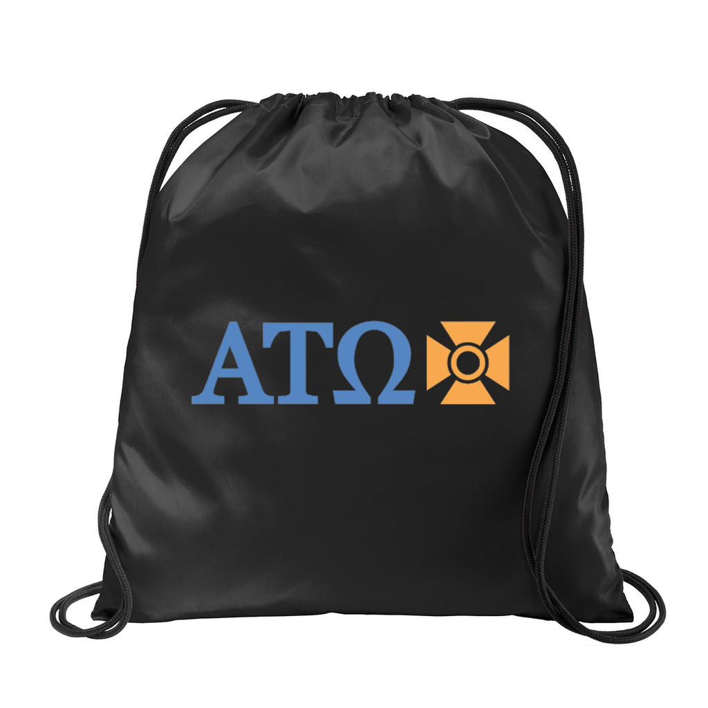 Alpha Tau Omega Fraternity Drawstring Backpack, Black