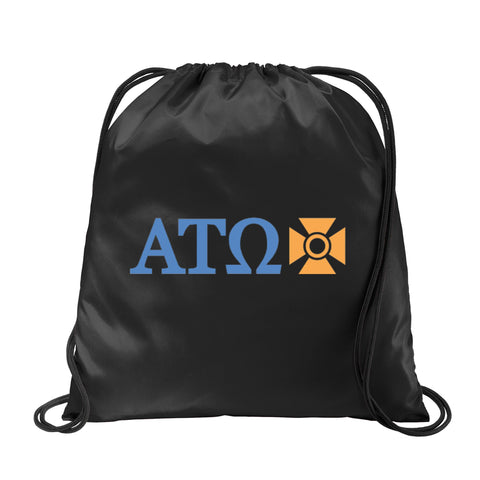 Alpha Tau Omega Fraternity Drawstring Backpack, Black