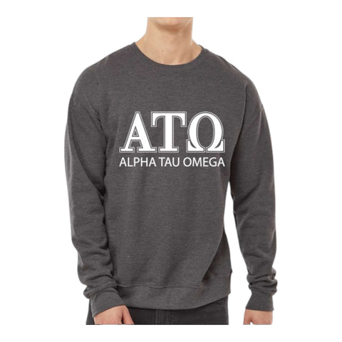 Alpha Tau Omega Sweatshirt- Crewneck Fraternity Varsity Letters Design