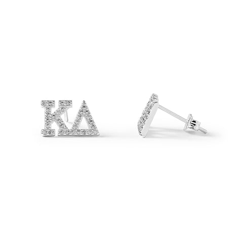 Kappa Delta White Gold Plated Stud Earrings