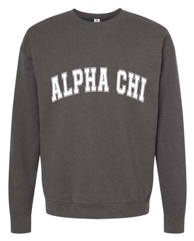 Alpha Chi Omega Sweatshirt- Crewneck Varsity Letters Design