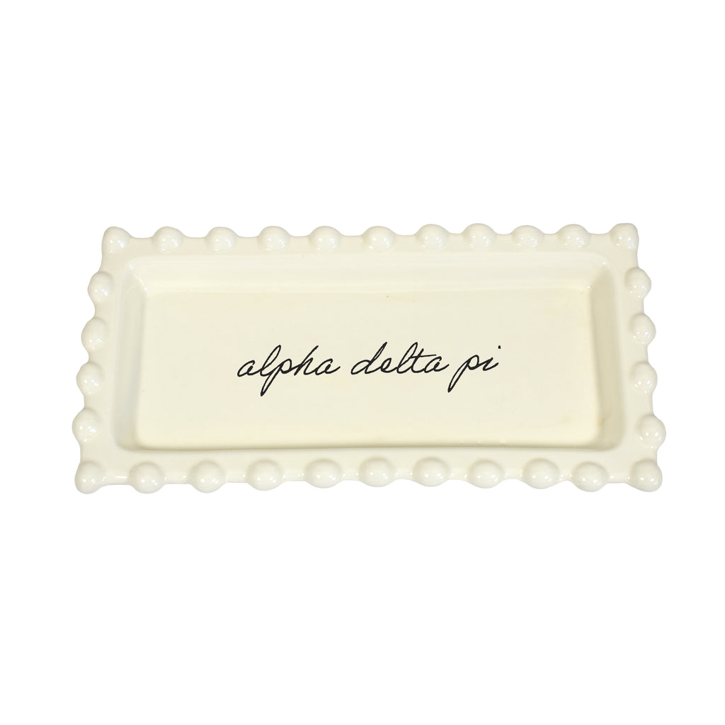 Alpha Delta Pi Jewelry Dish - Rectangular Cursive Script Sorority Name