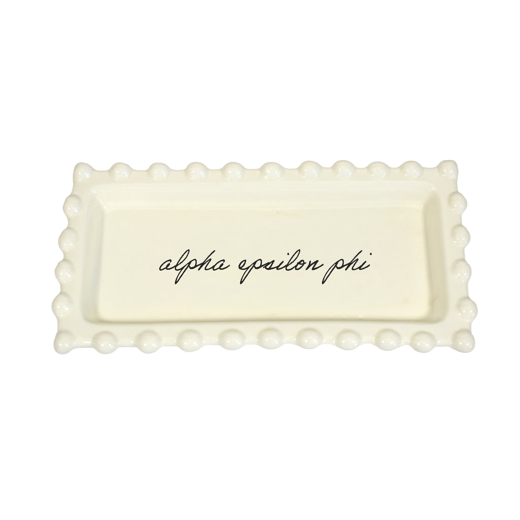 Alpha Epsilon Phi Jewelry Dish - Rectangular Cursive Script Sorority Name