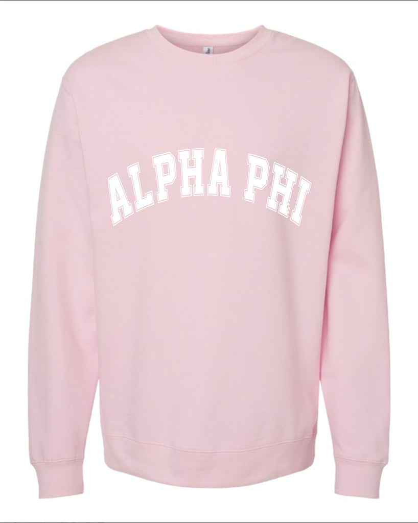 Alpha Phi Sweatshirt- Crewneck Varsity Letters Design