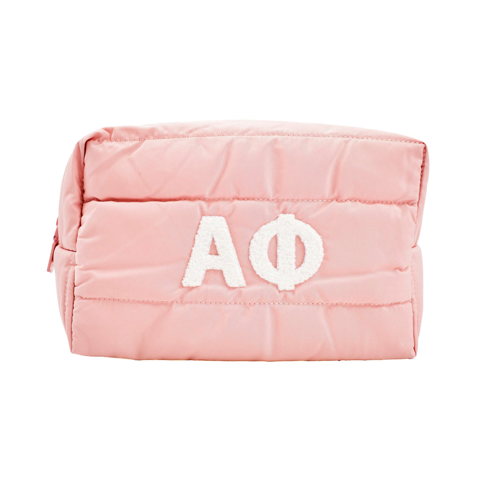 Alpha Phi Makeup Bag - Puffer Style with Sorority Letters