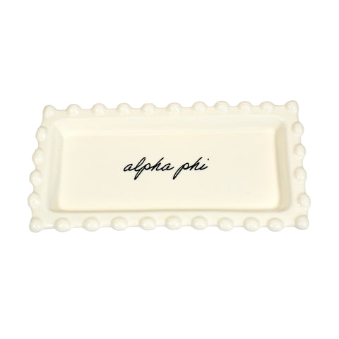 Alpha Phi Jewelry Dish - Rectangular Cursive Script Sorority Name