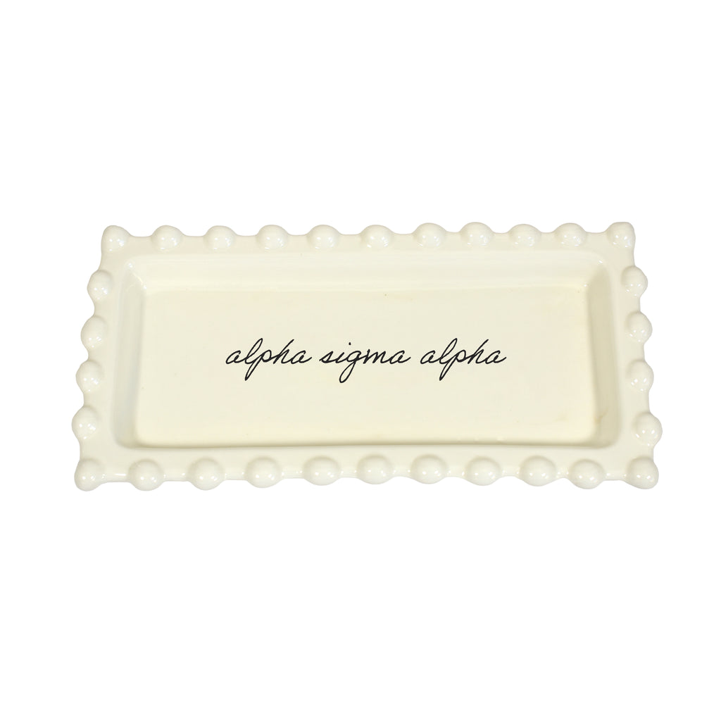 Alpha Sigma Alpha Jewelry Dish - Rectangular Cursive Script Sorority Name