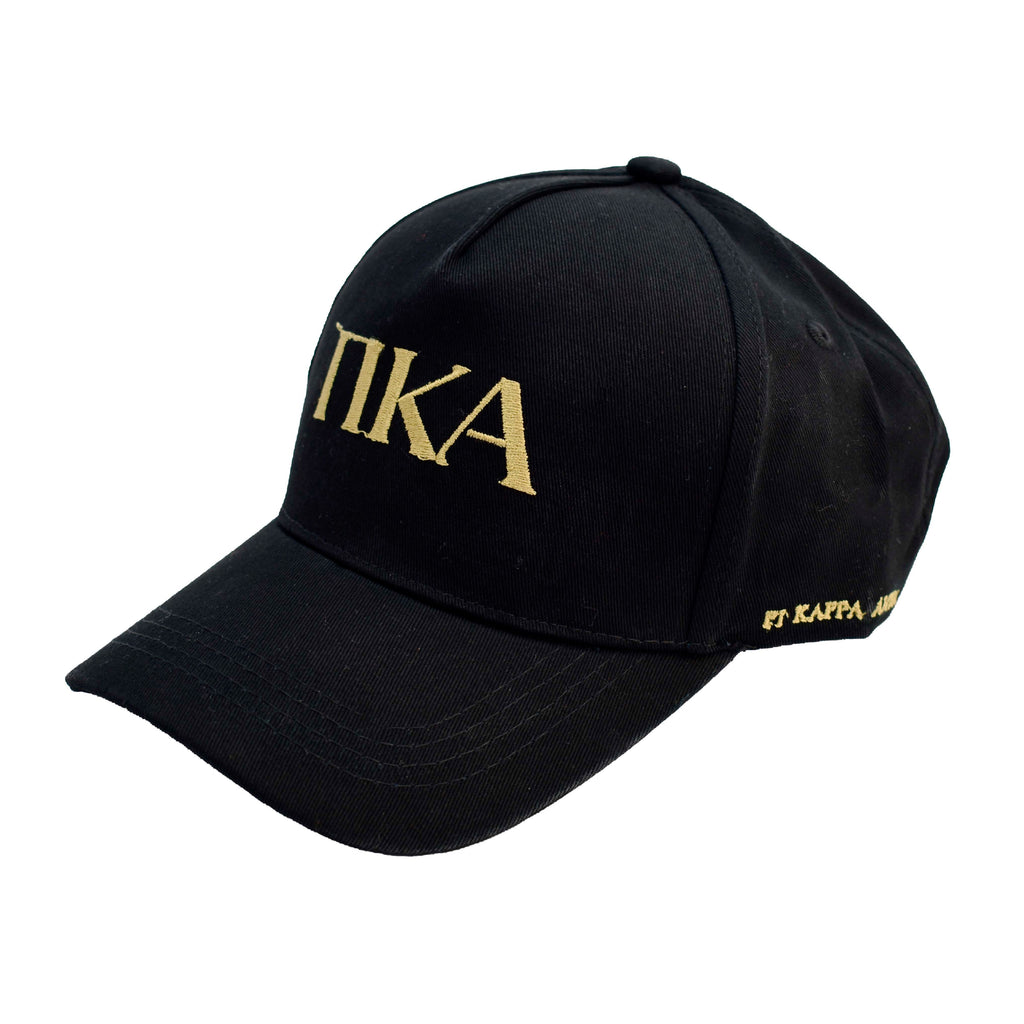 Pi Kappa Alpha Baseball Cap- Brushed Cotton 5-Panel Black Hat