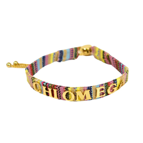 Chi Omega Woven Bracelet, Multi-Color Design