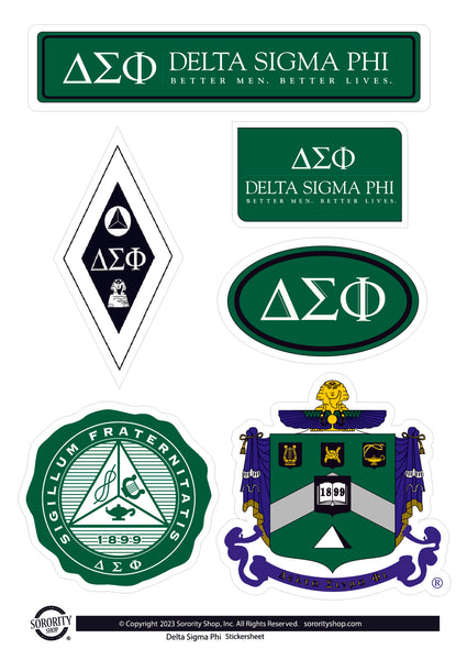 Delta Sigma Phi Fraternity Sticker Sheet Brand Focus Sororityshop 9608