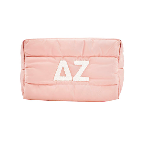 Delta Zeta Makeup Bag - Puffer Style with Sorority Letters