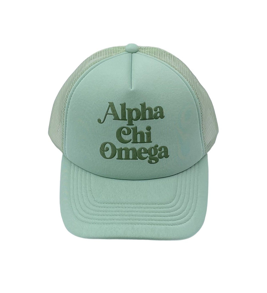 Alpha Chi Omega Baseball Cap, Mesh Trucker-Style Hat