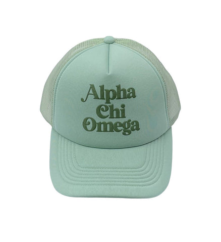 Alpha Chi Omega Baseball Cap, Mesh Trucker-Style Hat