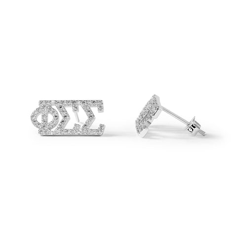 Phi Sigma Sigma White Gold Plated Stud Earrings