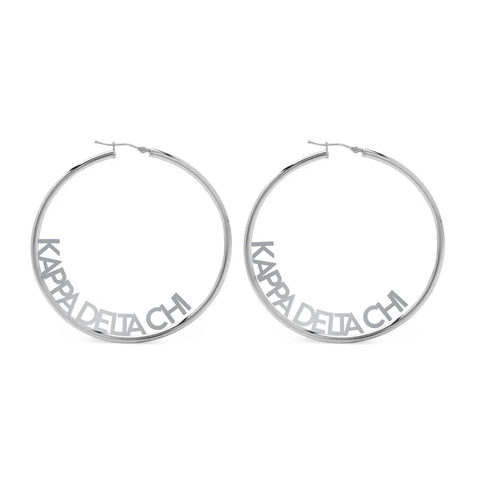 Kappa Delta Chi Silver Hoop Earrings- Name Design