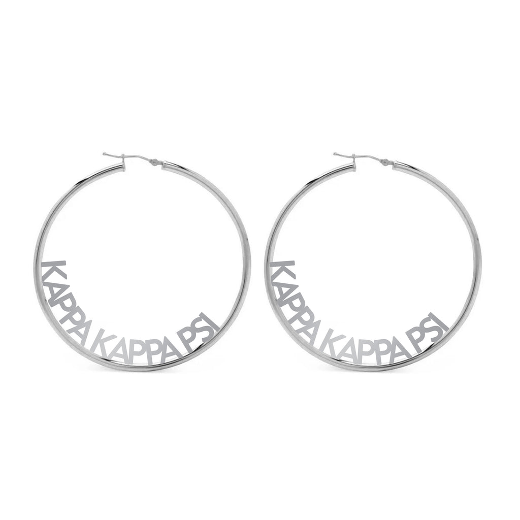 Kappa Kappa Psi Silver Hoop Earrings- Name Design