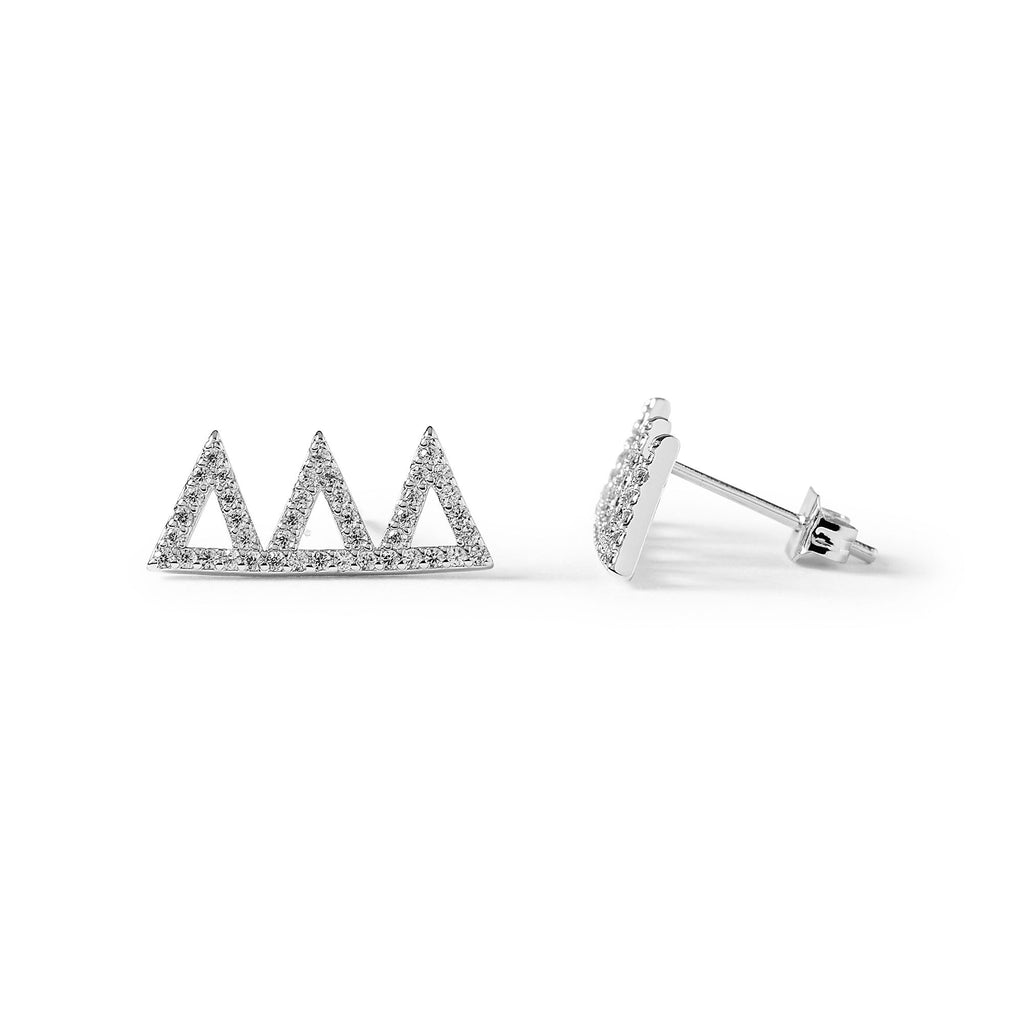 Delta Delta Delta White Gold Plated Stud Earrings