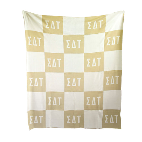 Sigma Delta Tau Blanket - Acrylic Knit Checkered Blanket