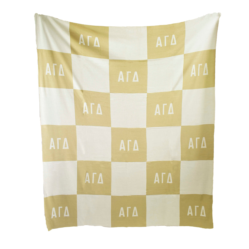 Alpha Gamma Delta Blanket - Acrylic Knit Checkered Blanket