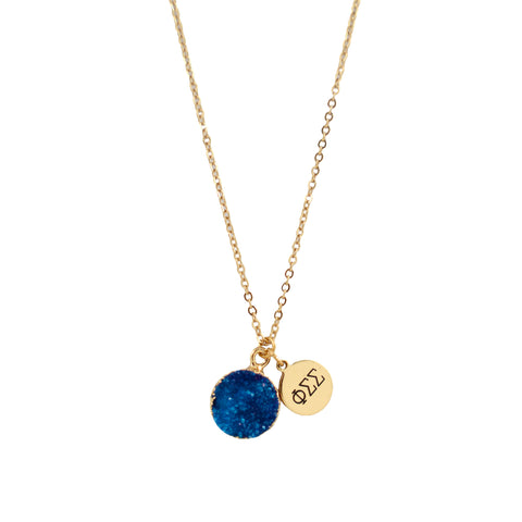 Phi Sigma Sigma Sisterhood Druzy Necklace