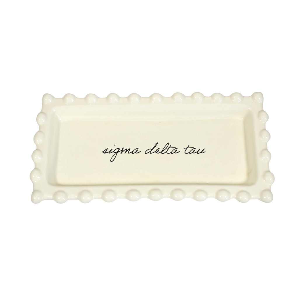 Sigma Delta Tau Jewelry Dish - Rectangular Cursive Script Sorority Name