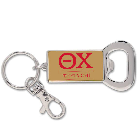 Theta Chi Fraternity Keychain with Flat Bottle Opener