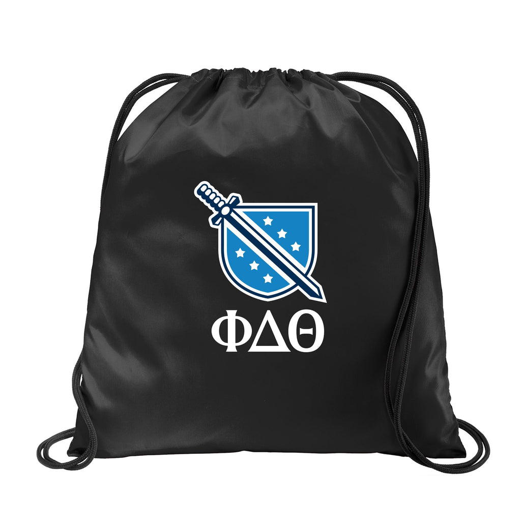 Phi Delta Theta Fraternity Drawstring Backpack, Black