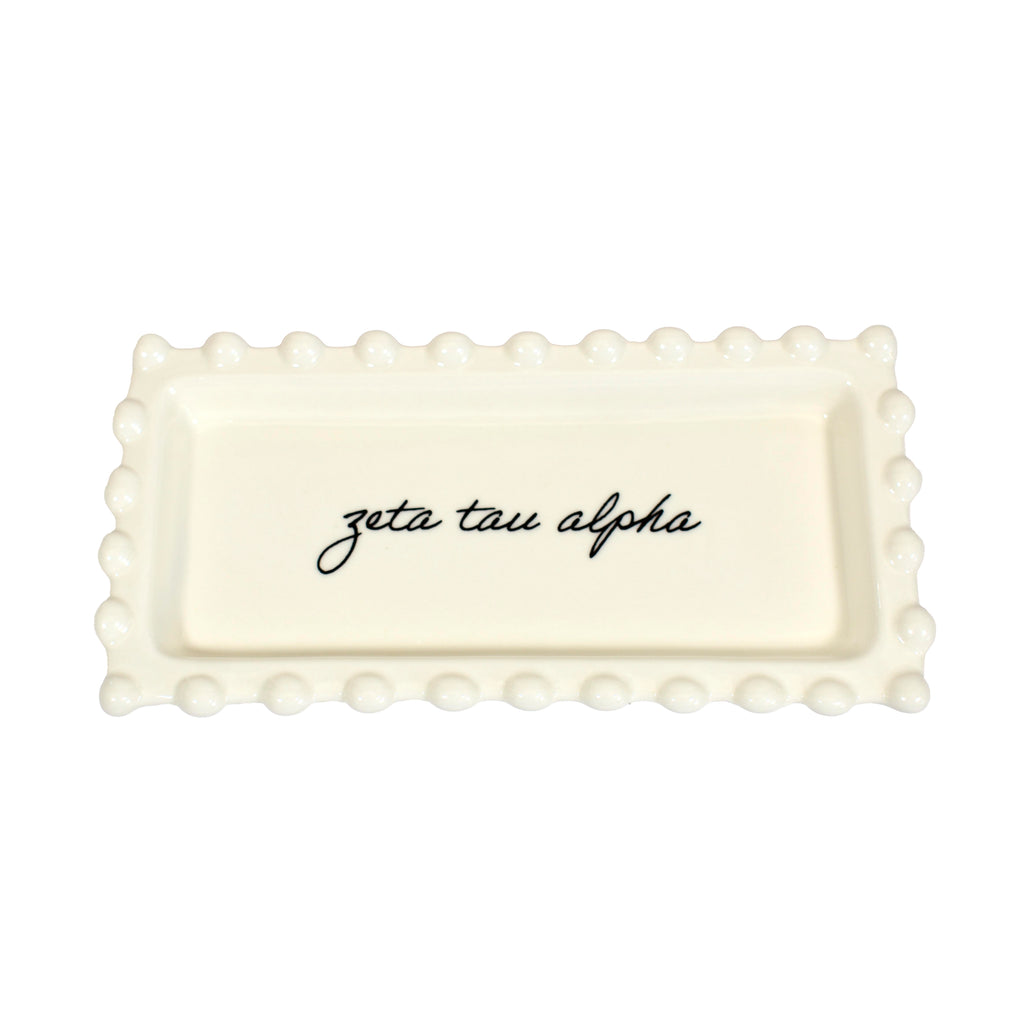 Zeta Tau Alpha Jewelry Dish - Rectangular Cursive Script Sorority Name