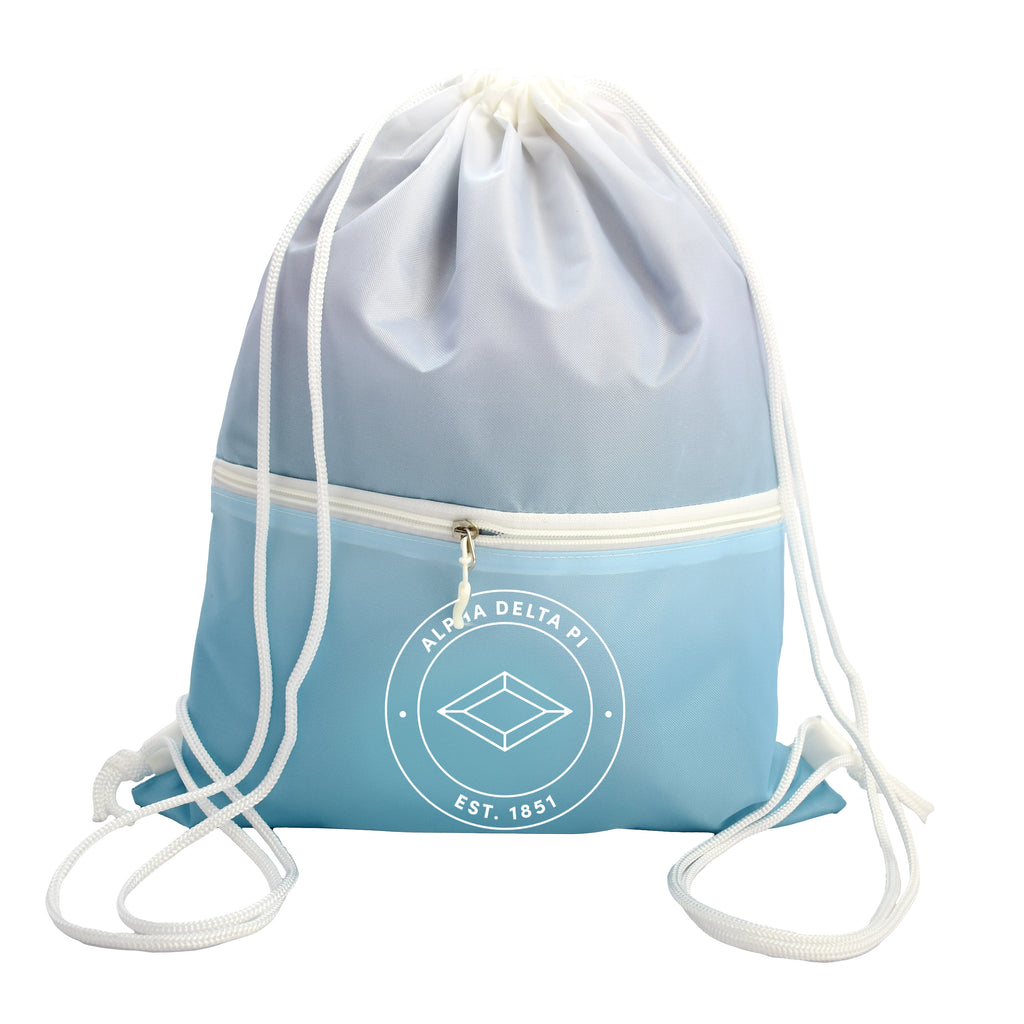 Alpha Delta Pi Drawstring Backpack, Ombre Color Design