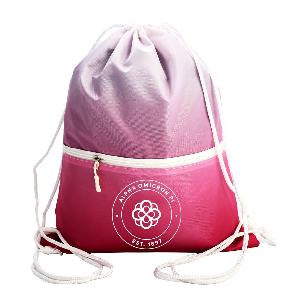 Alpha Omicron Pi Drawstring Backpack, Ombre Color Design