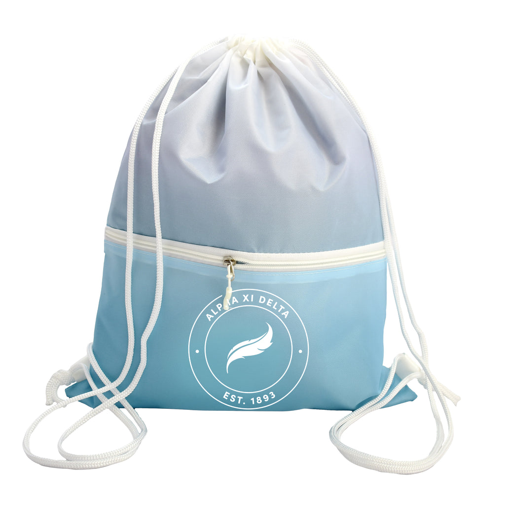 Alpha Xi Delta Drawstring Backpack, Ombre Color Design