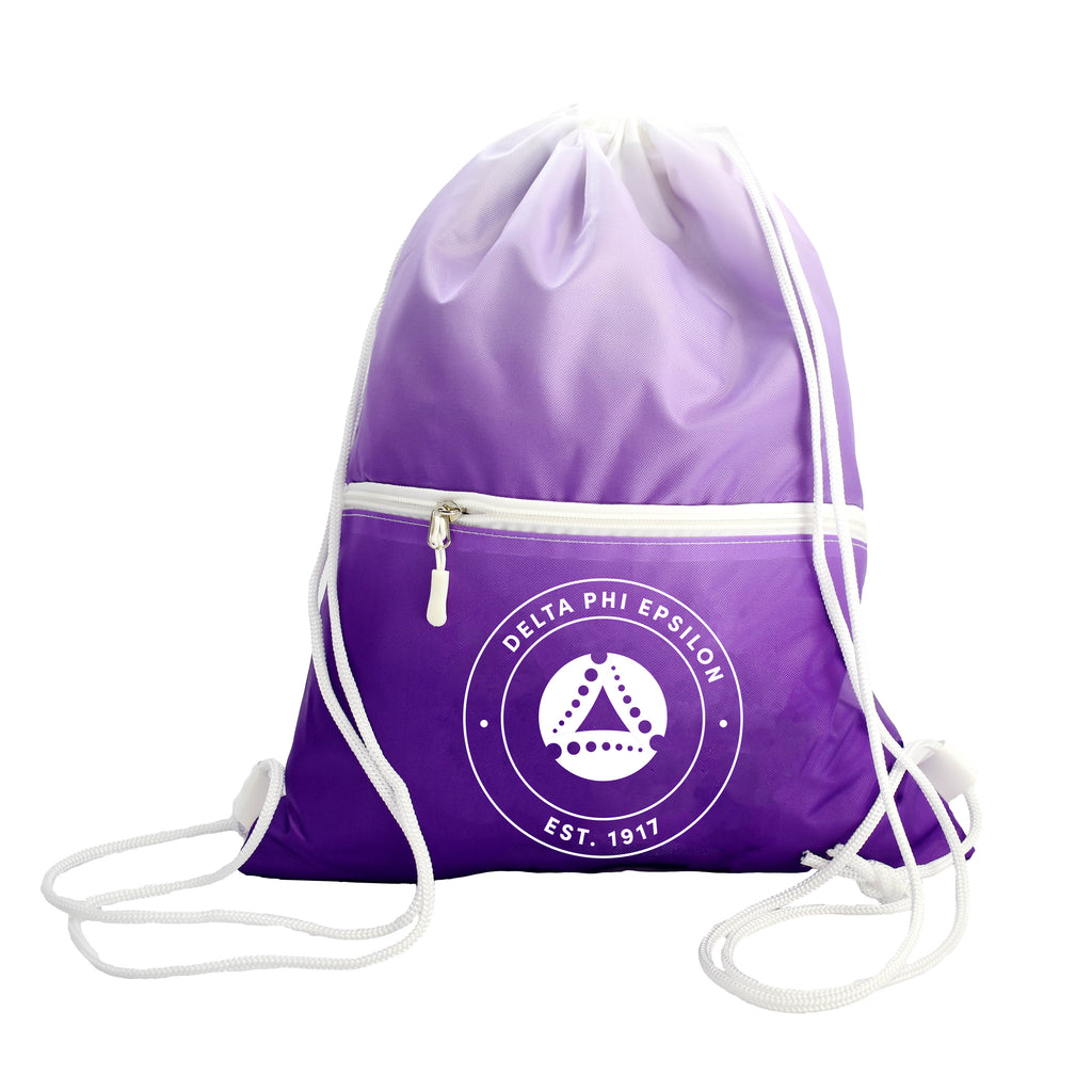 Delta Phi Epsilon Drawstring Backpack, Ombre Color Design