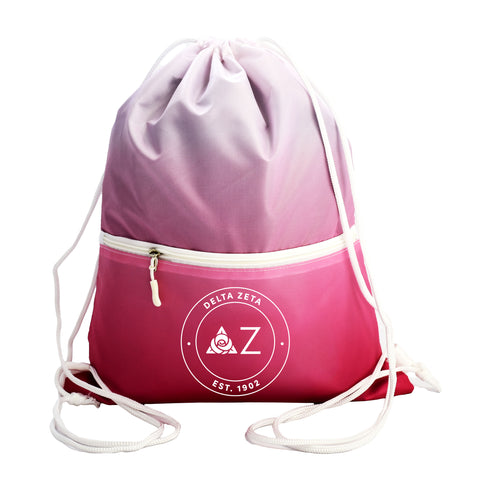 Delta Zeta Drawstring Backpack, Ombre Color Design