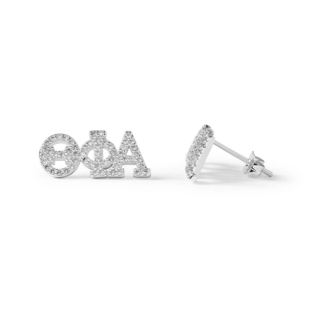 Theta Phi Alpha White Gold Plated Stud Earrings