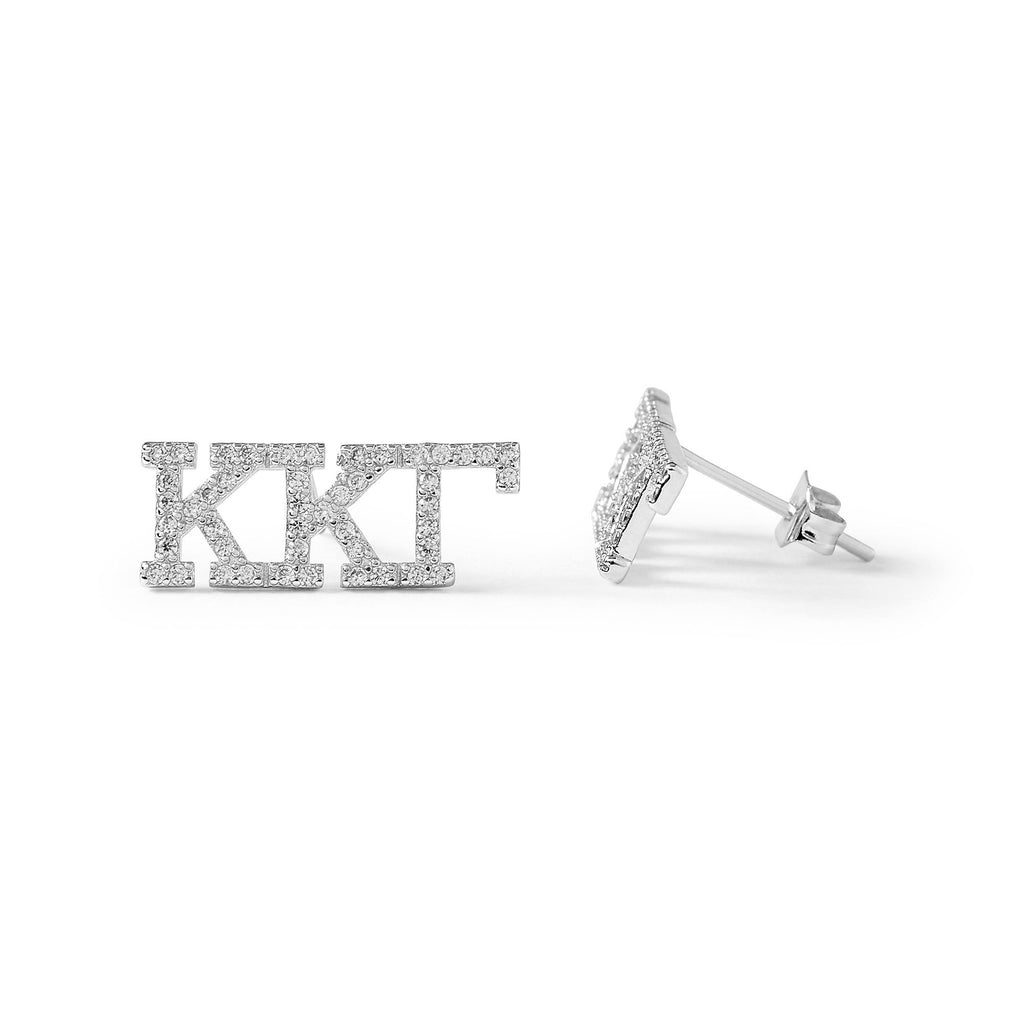 Kappa Kappa Gamma White Gold Plated Stud Earrings