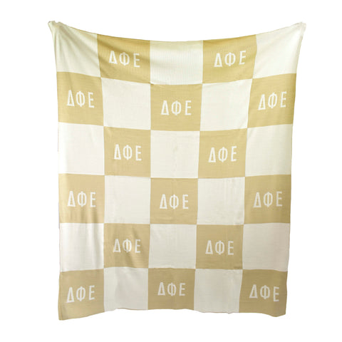 Delta Phi Epsilon Blanket - Acrylic Knit Checkered Blanket