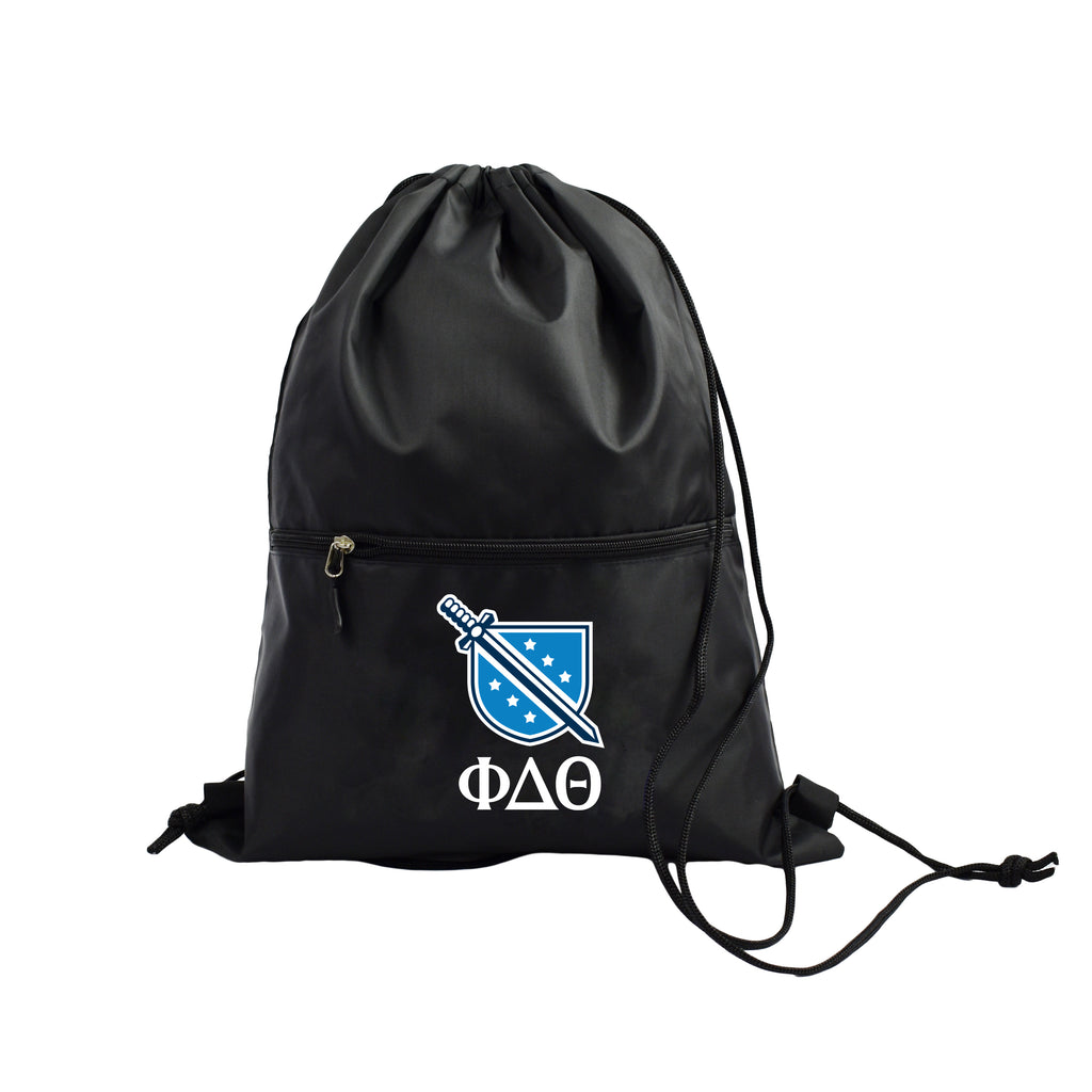 Phi Delta Theta Fraternity Drawstring Backpack, Black