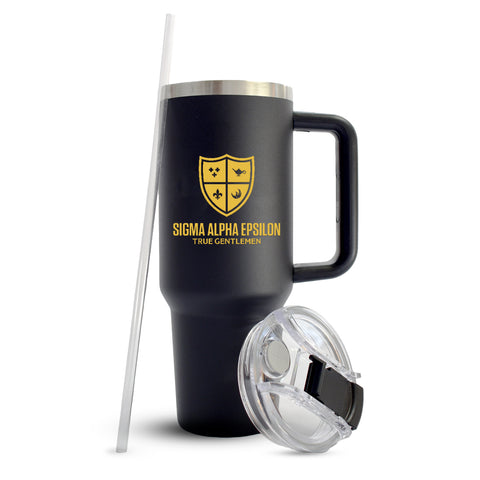 Sigma Alpha Epsilon Fraternity 40oz Stainless Steel Tumbler with Handle