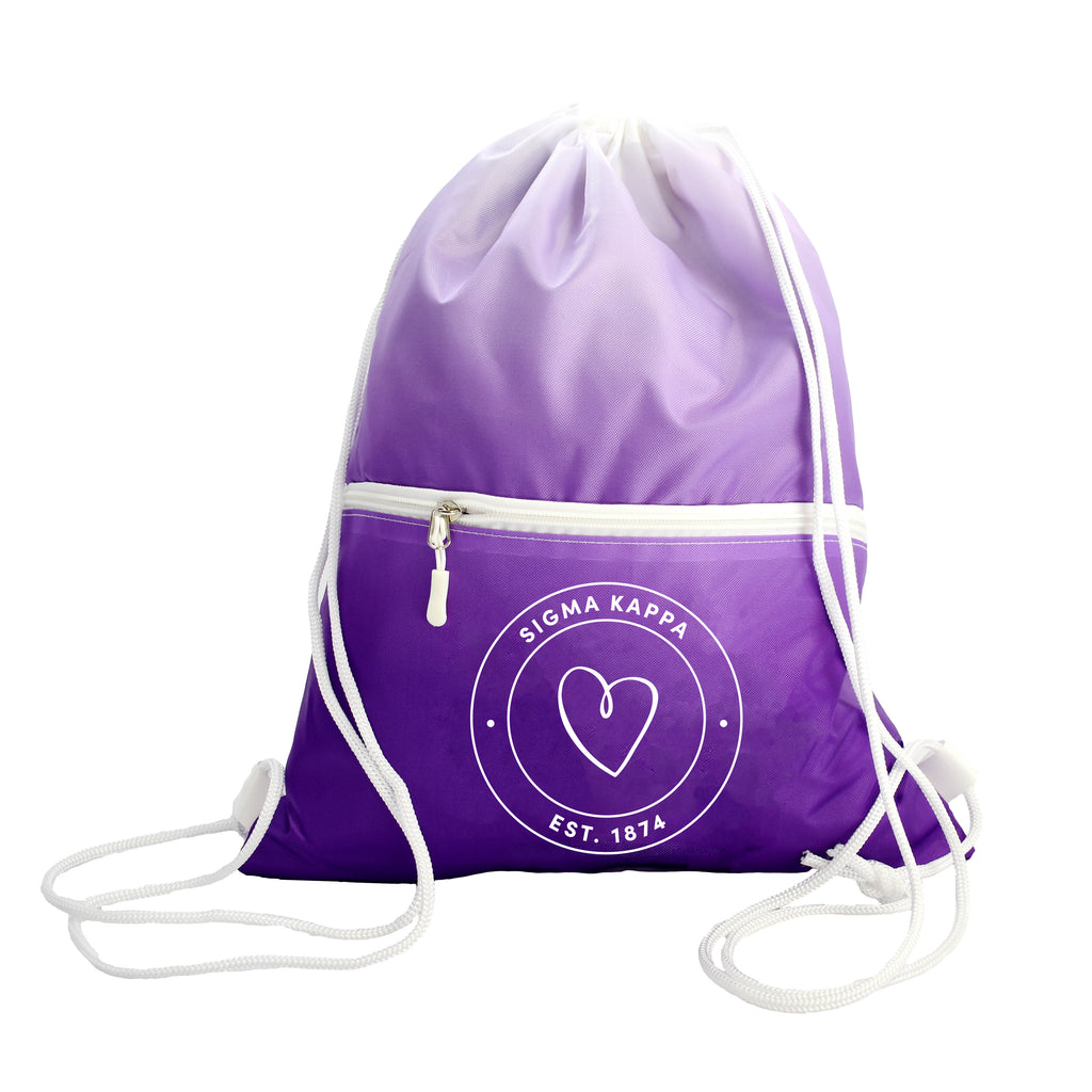 Sigma Kappa Drawstring Backpack, Ombre Color Design