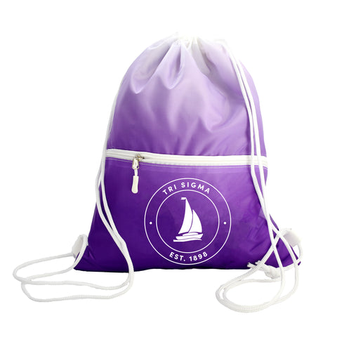 Tri Sigma Drawstring Backpack, Ombre Color Design