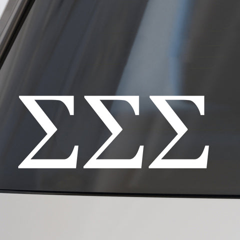 Tri Sigma Car Decal Sticker- Greek Letters Design