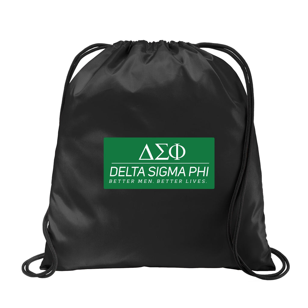 Delta Sigma Phi Fraternity Drawstring Backpack, Black