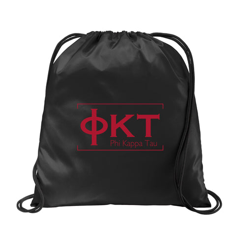 Phi Kappa Tau Fraternity Drawstring Backpack, Black